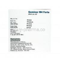 Geminor M Forte 4mg, Glimepiride and Metformin manufacturer