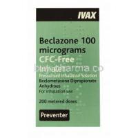 Beclazone, Beclomethasone Inhaler 200MD, Box front presentation