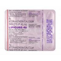 Lipicure, Atorvastatin 40mg tablets back