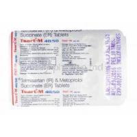 Tsart-M, Telmisartan and Metoprolol Succinate 50mg, tablets back