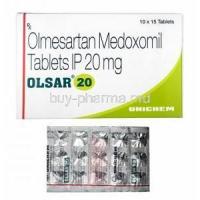 Olsar, Olmesartan 20mg box and tablets
