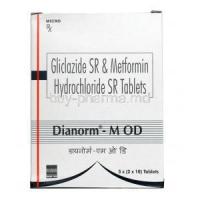 Dianorm-M OD, Gliclazide 60mg + Metformin 500mg, SR Tablet, Box