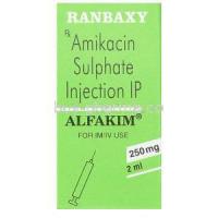 Alfakim, Generic Amikin,  Amikacin 250mg 2 Ml  Box