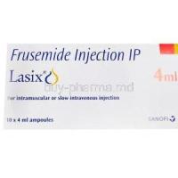 Lasix, Frusemide Injection, 10 injections 10mg / 4ml , Sanofi, box front presentation
