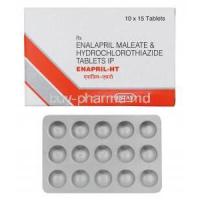 Enapril-HT, Enalapril and Hydrochlorothiazide box and tablet (15 tab)