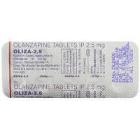 Generic Zyprexa, Oliza, Olanzapine 2.5 mg tablet packaging