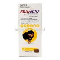 Bravecto Chewable, Fluralaner 112.5mg, Chewable Tablet for Very Small Dogs(2kg-4.5kg), MSD Animal Healthcare, Box front view