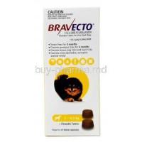 Bravecto Chewable, Fluralaner 112.5mg, for Very Small Dogs (1.2kg-2.8kg), 2tablets, MSD Animal Healthcare, Box front view