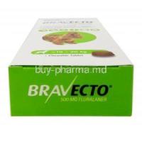 Bravecto Chewable, Fluralaner 500mg,for Medium Dogs (10kg-20kg), 1tablet, MSD Animal Healthcare, Box top view