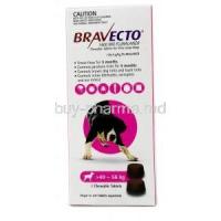 Bravecto Chewable, Fluralaner 1400mg,for Very Large Dogs (40kg-56kg), 2tablets, MSD Animal Healthcare,Box front view