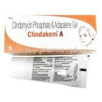 Clindakem A Gel, Adapalene 0.1 ％/ Clindamycin 1%, 20g, Alkem Laboratories Ltd, Box, tube information