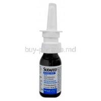 Sudafed Block Nose Spray, Xylometazoline hydrochloride, Nasal Spray 15ml, McNeil Products Ltd, Bottle front view