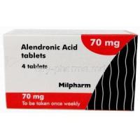 Alendronic Acid 70mg, Milpharm Ltd,Box front view