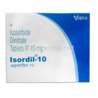 Isordil-10, Isosorbide Dinitrate 10 mg, Ipca Laboratories, Box front view