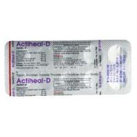 Actiheal D, Trypsin 48 mg / Bromelain 90 mg / Rutoside 100 mg / Diclofenac 50 mg, Macleods Pharmaceuticals Pvt Ltd, blister pack back presentation