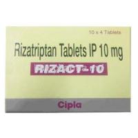 Rizact 10, Rizatriptan Benzoate 10mg, Cipla, Box front view