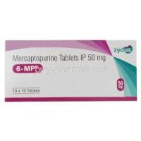 6-MP, Mercaptopurine 50 mg, Zydus Cadila, Box front view