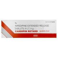 Cardipin Retard, Nifedipine 20mg Extended Release Tablet, Box front view