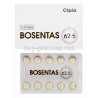 Bosentas, Bosentan 62.5 mg,Cipla, box, blisterpack