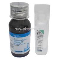 Claribid Oral Suspension, Clarithromycin 25mg per mL, Granules for Oral Suspension 30mL, Abbott, Bottle, Sterile water pack