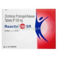 Reactin, Diclofenac Sodium 100mg, SR tablet, Cipla, Box front view