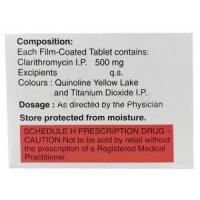 Maclar 500, Clarithromycin 500mg, Glenmark, Box information, Caution, Dosage