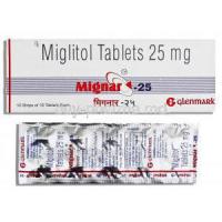 Mignar, Generic Glyset,  Miglitol 25 Mg Tablet (Glenmark)