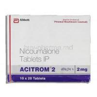 Acitrom, Generic Sintrom, Sinthrome, Acenocoumarol 2 mg box