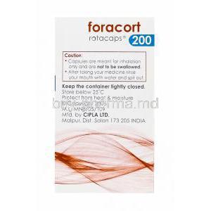 Foracort 200 Rotacaps, Generic Symbicort Rotacaps, Formoterol Fumarate 6mcg and Budesonide 200mcg information