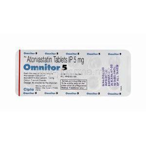 Omnitor 5, Generic Lipitor, Atorvastatin 5mg blister pack information