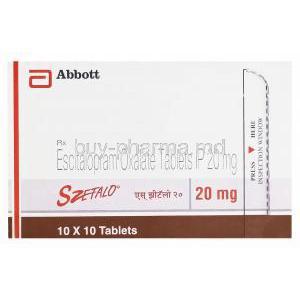 Szefalo, Generic Lexapro, Escitalopram 20mg Box