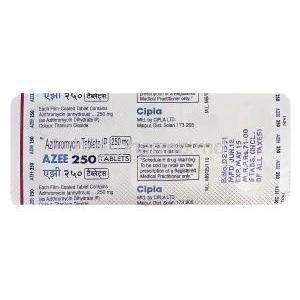 AZEE 250, Generic Zithromax, Azithromycin 250mg Blister Pack Information
