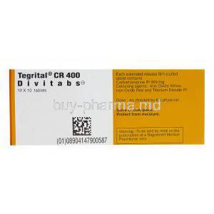 Tegrital CR, Carbamazepine 400mg Extended Release Box Information