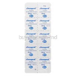 Accupril, Quinapril 20mg Blister Pack