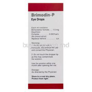Brimodin-P Eye Drops, Generic Alphagan, Brimonidine Tartrate 0.15% 5ml Box Information