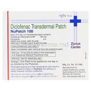 Nupatch 100, Diclofenac Transdermal Patch 100mg Box Information