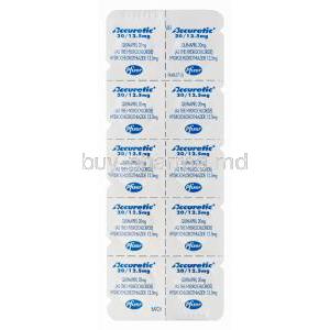 Accuretic, Quinapril 20mg and Hydrochlorothiazide 12.5mg Tablet Strip Back