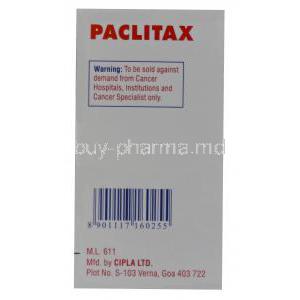Paclitax Injection, Generic Taxol, Paclitaxel Injection Vial 100mg per 16.7ml Box Manufacturer Cipla