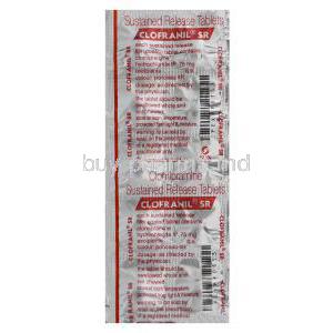 Clofranil SR, Generic Anafranil, Clomipramine Hydrochloride 75mg Sustained Release Tablet Blister Pack Information