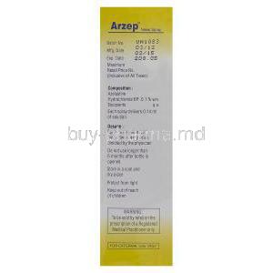 Arzep, Generic Astelin, Azelastine Hydrochloride 0.1% 10ml Box Information