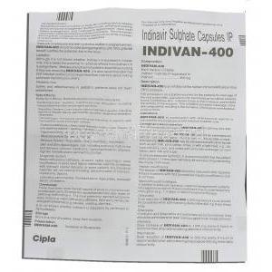 Indivan, Generic Crixivan, Indinavir 400 mg  information sheet 1