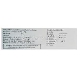 Generic  Zebeta, Bisoprolol 2.5 mg information