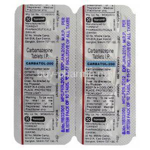 Carbatol-200, Generic Tegretol, Carbamazepine 200mg Tablet Strip Information