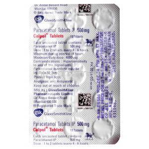 Calpol, Paracetamol 500mg Tablet Strip Information