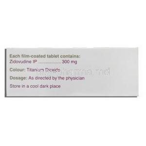Zidovir , Zidovudine 300 mg box composition