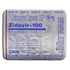 Zidovir, Zidovudine, 100 mg, Strip description