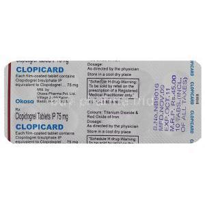 Generic Plavix, Clopidogrel  75 mg blister info