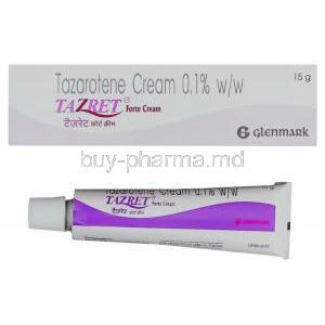 Generic  Tazorac, Tazarotene 0.1% cream and box