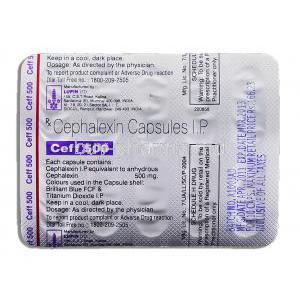 Ceff, Cephalexin 500 mg packaging