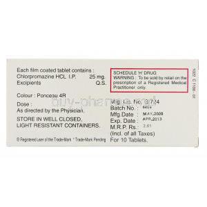Relitil, Chlorpromazine box information